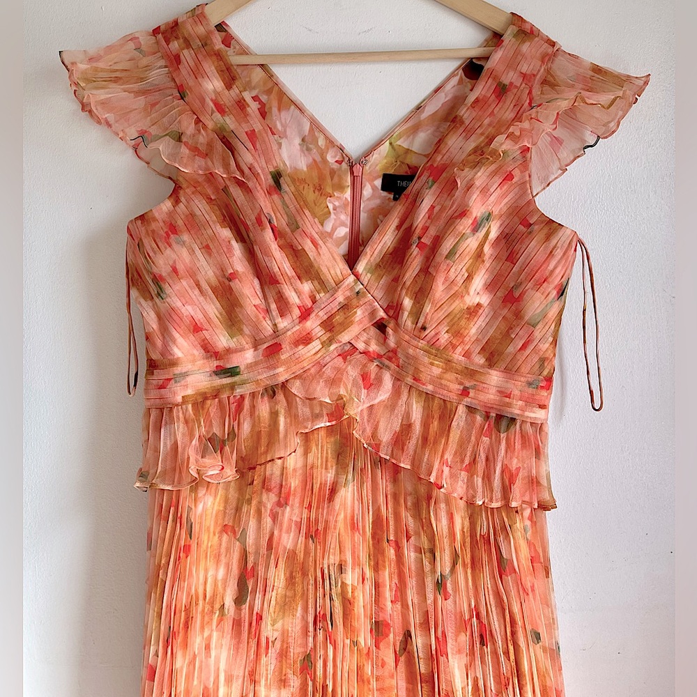 THEIA Holly Pleated Tea Length Gown - Picture 9 of 14